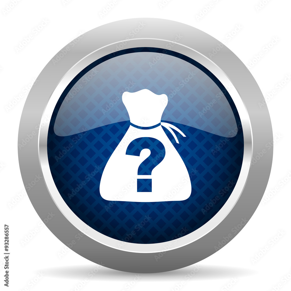 Aufkleber riddle blue circle glossy web icon on white background, round button for internet and mobile app