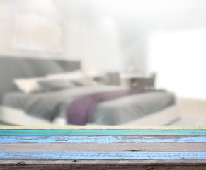 Table Top And Blur Background In  Bedroom