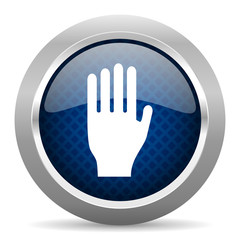 Obraz premium stop blue circle glossy web icon on white background, round button for internet and mobile app