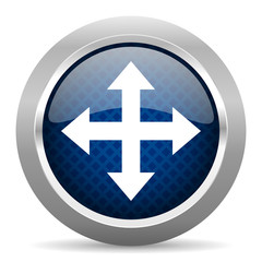 arrow blue circle glossy web icon on white background, round button for internet and mobile app
