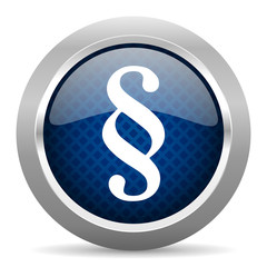 paragraph blue circle glossy web icon on white background, round button for internet and mobile app