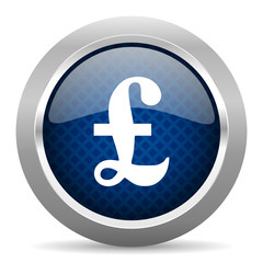 Obraz premium pound blue circle glossy web icon on white background, round button for internet and mobile app