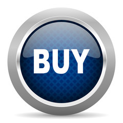 buy blue circle glossy web icon on white background, round button for internet and mobile app