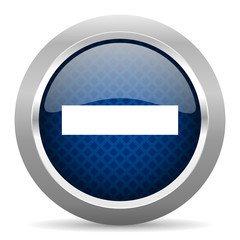 minus blue circle glossy web icon on white background, round button for internet and mobile app