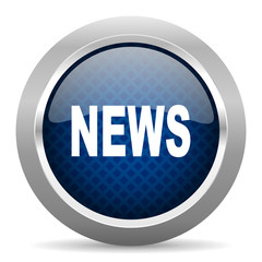 news blue circle glossy web icon on white background, round button for internet and mobile app