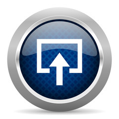 enter blue circle glossy web icon on white background, round button for internet and mobile app