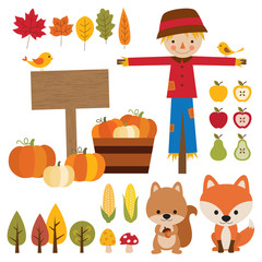 Vector illustrations of fall graphic elements.