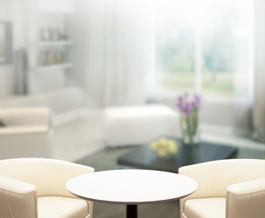 Table Top And Blur Interior Background