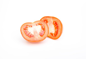 Tomatoes. Whole and a half isolated on white