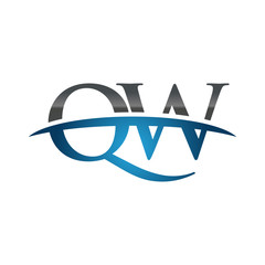 QW initial company swoosh logo blue