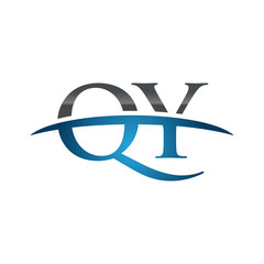 QY initial company swoosh logo blue