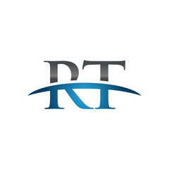 RT initial company swoosh logo blue