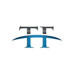 TF initial company swoosh logo blue