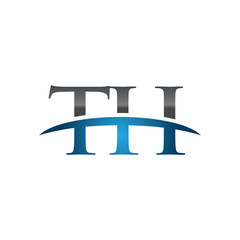 TH initial company swoosh logo blue