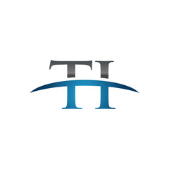 Fototapeta premium TI initial company swoosh logo blue