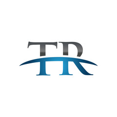 TR initial company swoosh logo blue