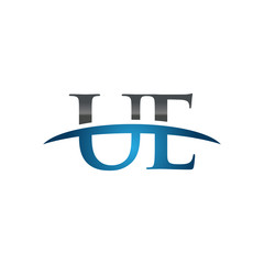 UE initial company swoosh logo blue
