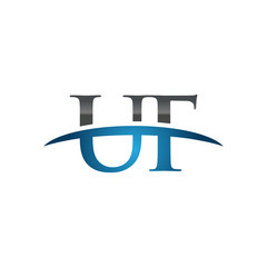 UF initial company swoosh logo blue
