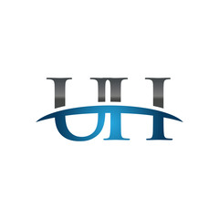 UH initial company swoosh logo blue
