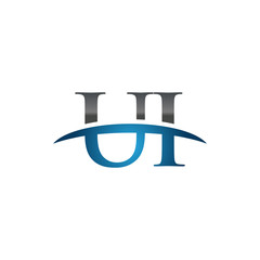 UI initial company swoosh logo blue