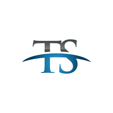 TS initial company swoosh logo blue