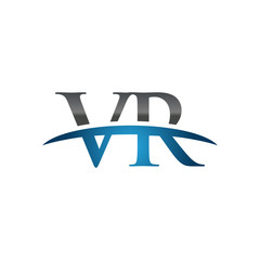VR initial company swoosh logo blue