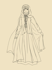 Fototapeta na wymiar Arab Woman Traditional Costume