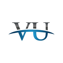VU initial company swoosh logo blue