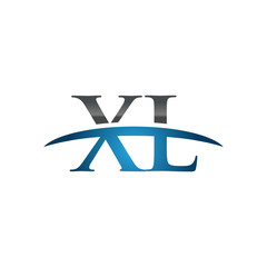 XL initial company swoosh logo blue