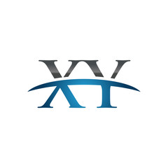 XY initial company swoosh logo blue