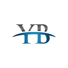 YB initial company swoosh logo blue