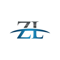 ZL initial company swoosh logo blue