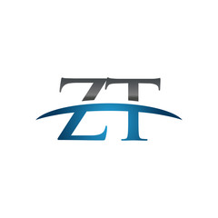 ZT initial company swoosh logo blue
