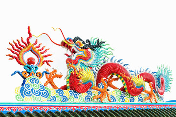 Chinese dragon statue on isolate background