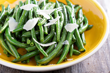 Sauteed green beans on big plate