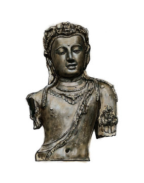 recommend clip art: Digital paint  bust of Bodhisattva Avalokiteshvara