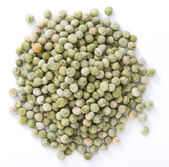 Dried green Peas isolated on white