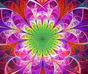 Multicolored symmetrical fractal pattern as flower