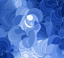 Vector seamless wave background of doodle drawn lines