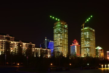 Fototapeta na wymiar Night view in Astana, capital of Kazakstan