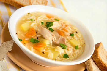 Chicken soup with noodles