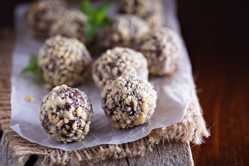 Chocolate truffles with peanut butter