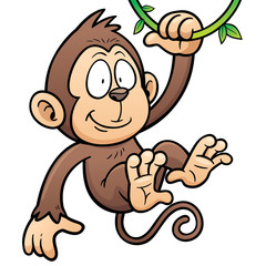 Obraz premium Vector illustration of cartoon monkey