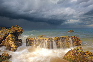 View of seascape before strom