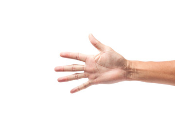 hands with fingers male asia  on a white background.