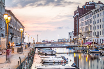 Fototapeta na wymiar Canal grande in Trieste city center, Italy