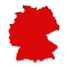 Red 3D Outline of Germany Isolated on White