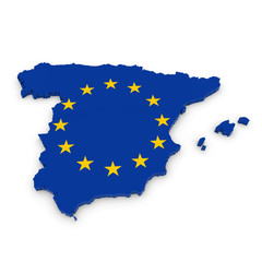 3D Outline of Spain textured with the European Union Flag