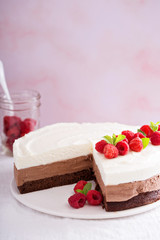 Three chocolate mousse cake