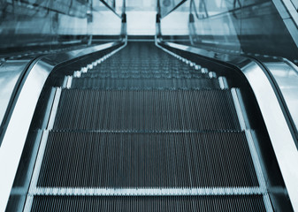 Fototapeta premium View of escalator inside office or business center